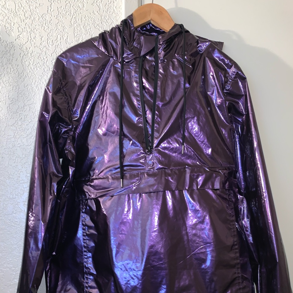 boohooMAN Purple Vinyl Windbreaker Jacket